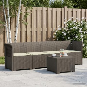 Divano da Giardino a 4 Posti con Cuscini in Stile Rattan PP