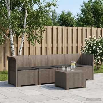 Divano da Giardino a 4 Posti con Cuscini in Stile Rattan PP