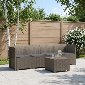 Divano da Giardino a 4 Posti con Cuscini in Stile Rattan PP