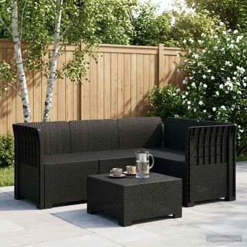 Divano da Giardino 4 Posti Aspetto Rattan PP Antracite