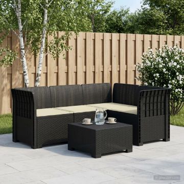Divano da Giardino 4 Posti con Cuscini Aspetto Rattan PP