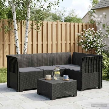 Divano da Giardino 4 Posti con Cuscini Aspetto Rattan PP