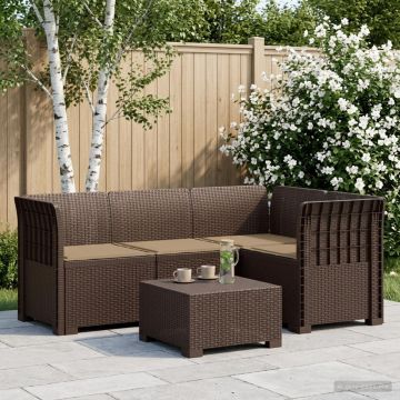 Divano da Giardino 4 Posti con Cuscini Aspetto Rattan PP