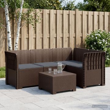 Divano da Giardino 4 Posti con Cuscini Aspetto Rattan PP