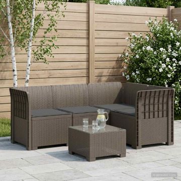 Divano da Giardino 4 Posti con Cuscini Aspetto Rattan PP