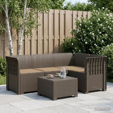 Divano da Giardino 4 Posti con Cuscini Aspetto Rattan PP