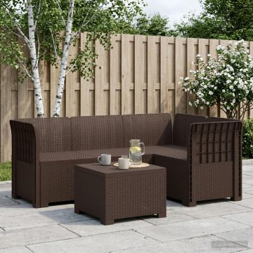 Divano da giardino 4 posti aspetto rattan PP Marrone
