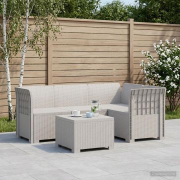 Divano da giardino 4 posti aspetto rattan PP Bianco