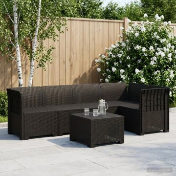 Divano da Giardino 5 Posti Stile Rattan PP Antracite
