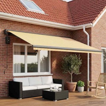 Telo di ricambio per tenda da sole Giallo e Bianco 450 × 300 cm