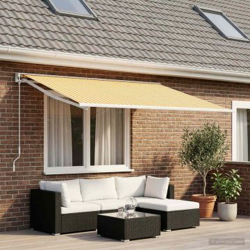 Telo di ricambio per tenda da sole Giallo e Bianco 600 × 350 cm