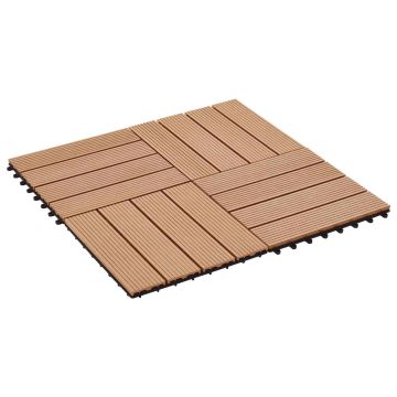 Piastrella per Decking 22 pz Teak riciclato 30 x 30 cm WPC