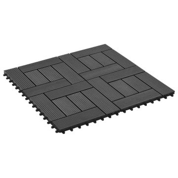 Piastrella per Decking 22 pz Nero 30 x 30 cm WPC