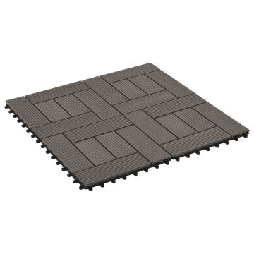 Piastrella per Decking 22 pz Marrone Scuro 30 x 30 cm WPC
