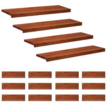 Tappeti per scale 16 pz 100 x 25 x 2 cm Marrone