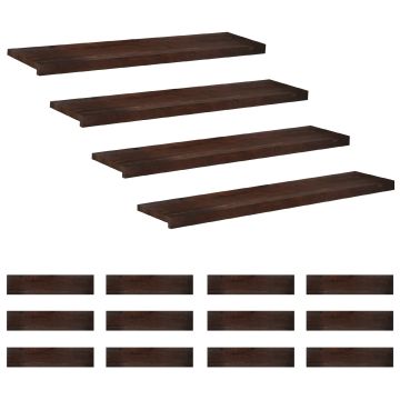 Tappeti per scale 16 pz 120 x 30 x 2 cm Marrone Scuro
