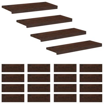 Tappeti per scale 20 pz 80 x 25 x 2 cm Marrone Scuro