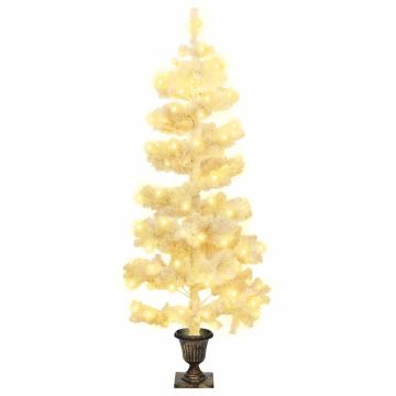 Albero di Natale Preilluminato con Vaso Bianco 120 cm in PVC