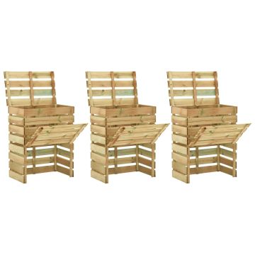 Compostiera da giardino a listelli 3 pcs Verde
