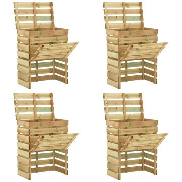 Compostiera da giardino a listelli 4 pcs Verde