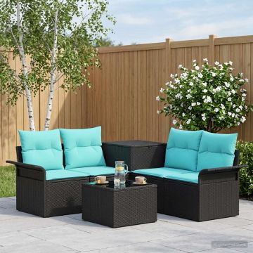 Set di divani 6 pz 4 posto Nero e Blu