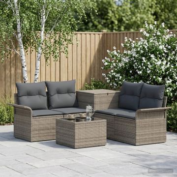 Set di divani 6 pz 4 posto Grigio e Grigio Scuro