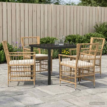 Set da pranzo per esterni 5 pz Naturale polyrattan