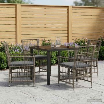 Set da pranzo per esterni 5 pz Grigio polyrattan