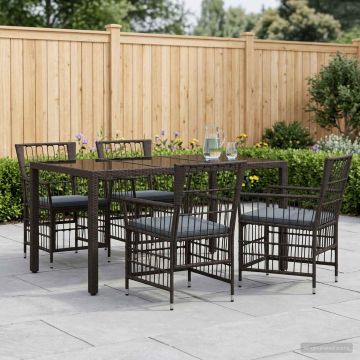 Set da pranzo per esterni 5 pz Nero polyrattan
