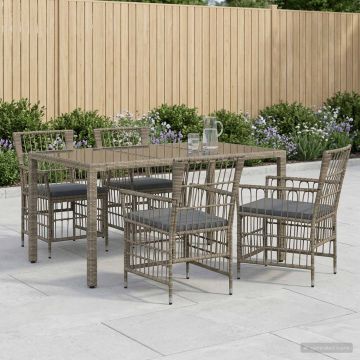 Set da pranzo per esterni 5 pz Grigio polyrattan