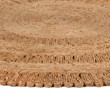 Tappeto Lavorato a Mano in Juta Intrecciata 90 cm Rotondo