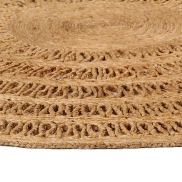Tappeto Lavorato a Mano in Juta Intrecciata 150 cm Rotondo