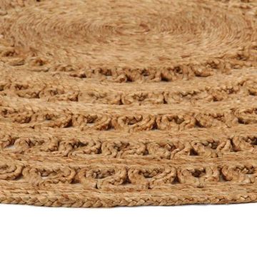 Tappeto Lavorato a Mano in Juta Intrecciata 90 cm Rotondo