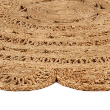 Tappeto Lavorato a Mano in Juta Intrecciata 90 cm Rotondo