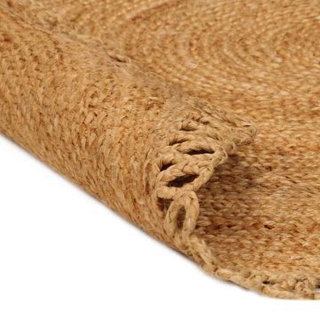 Tappeto Intrecciato con Bordo Ondulato 150 cm Iuta Rotondo