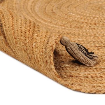 Tappeto Intrecciato con Nappe 90cm Iuta Rotondo