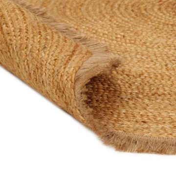 Tappeto Intrecciato con Bordo a Balze 180 cm Iuta Rotondo
