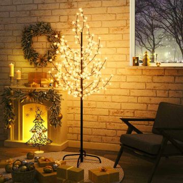 Albero di Ciliegio con 200 LED Bianco Caldo 180 cm