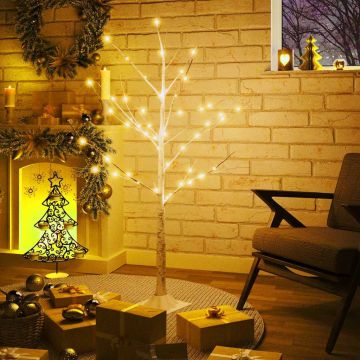 Betulla con LED Bianco Caldo 48 LED 120 cm