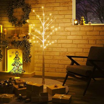 Betulla con LED Bianco Caldo 72 LED 150 cm