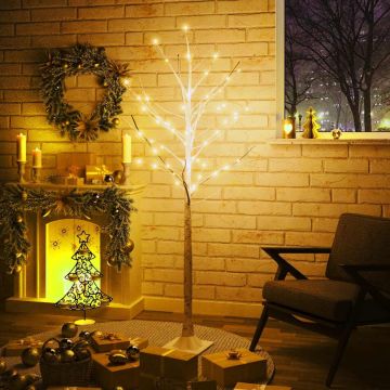Betulla con LED Bianco Caldo 96 LED 180 cm