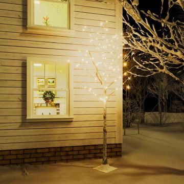 Betulla con LED Bianco Caldo 128 LED 220 cm