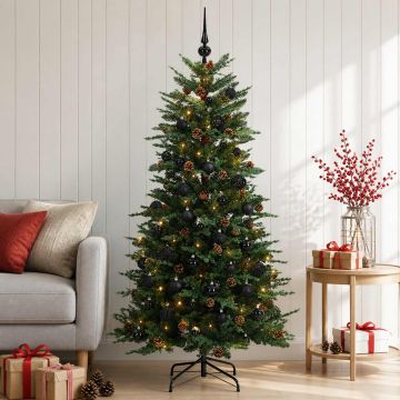 Albero di Natale Artificiale con Rami Pieghevoli 120 cm 150 LED