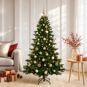 Albero di Natale artificiale con palline 120 cm 150 LED