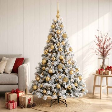 Albero di Natale Artificiale con Palline 150 cm 150 LED