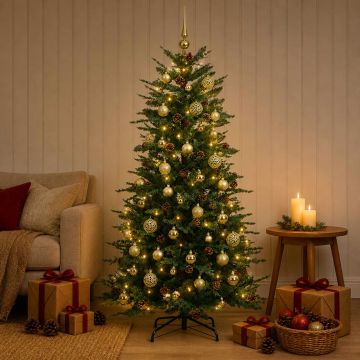 Albero di Natale Artificiale con Rami Pieghevoli 120 cm 150 LED