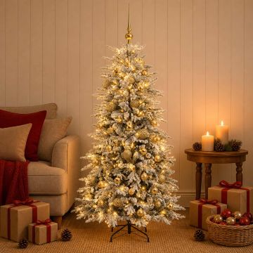Albero di Natale Artificiale con Rami Pieghevoli 150 cm 150 LED