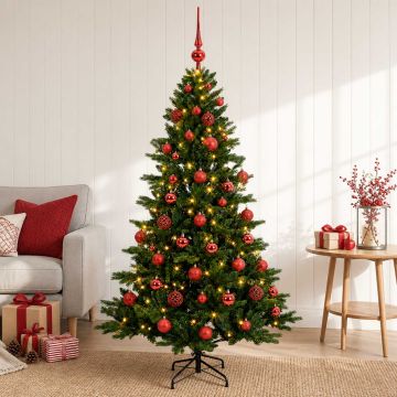 Albero di Natale artificiale con palline 120 cm 150 LED