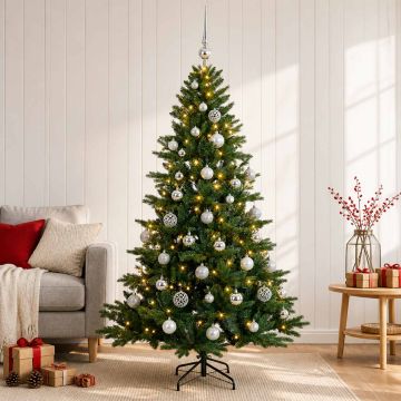 Albero di Natale artificiale con palline 120 cm 150 LED
