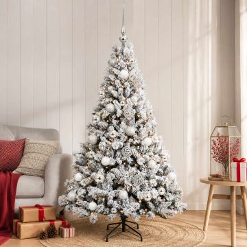 Albero di Natale Artificiale con Palline 120 cm 150 LED